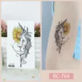 Waterproof temporary tattoo sticker with lion and sunflower design for arm body art. - RC-764 / 60*105mm