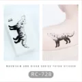 Waterproof temporary tattoo sticker featuring a vintage mountain and wolf design for body art. - RC-728
