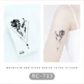 Waterproof black and white mountain river temporary tattoo sticker for minimalist body art style. - RC-733