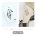 Waterproof geometric mountain river temporary tattoo sticker black and white art design. - RC-734