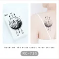 Waterproof black and white mountain river temporary tattoo sticker for body art fashion use. - RC-735