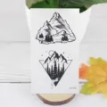 Black and white mountain forest temporary tattoo sticker waterproof vintage body art design. - RC-540