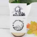 Black white vintage mountain temporary tattoo sticker waterproof body art variant RC-539 - RC-539