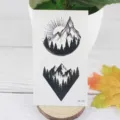 Waterproof black and white mountain forest temporary tattoo sticker sheet for daily wear. - RC-542