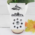 Black and white temporary tattoo sticker featuring retro mountain and moon phase designs. - RC-536