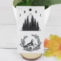Waterproof temporary tattoo sticker with black and white mountain forest and floral design. - RC-537