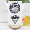 Black and white mountain temporary tattoo sticker, retro waterproof body art variant style. - RC-552