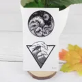 Black and white wave temporary tattoo sticker minimalist vintage waterproof body art - RC-541