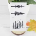 Waterproof temporary tattoo sticker featuring black and white forest tree and bear minimalist art. - RC-550