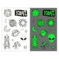 Glow in the dark space temporary tattoo stickers children cartoon rocket planet arm face stickers - Ei-112 Space Telescope