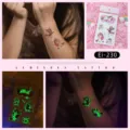 Kids luminous unicorn temporary tattoos glow in the dark cute cartoon sticker sheet - Ei-230