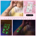 Kids luminous unicorn temporary tattoo stickers, glowing cartoon body art for kids. - Ei-233