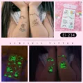 Luminous unicorn temporary tattoo stickers for kids, cute cartoon glow in the dark body art. - Ei-234