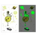 Glow in the dark space temporary tattoo stickers for kids, waterproof cartoon astronaut design. - Ei-062 Space Constellation