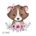 Cute watercolor animal temporary tattoo sticker for kids floral deer design body art. - CC-047
