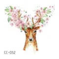 Watercolor deer temporary tattoo sticker with floral antlers design for kids and adults. - CC-052
