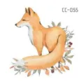 Watercolor fox temporary tattoo sticker for kids cute animal body art sticker waterproof design - CC-055