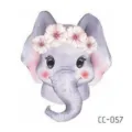 Cute cartoon elephant temporary tattoo sticker with floral crown design for kids and party. - CC-057