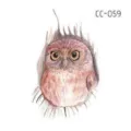 Owl temporary tattoo sticker for kids hands face cartoon animal body art design variant - CC-059