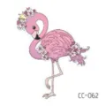 Cute cartoon pink flamingo tattoo sticker with floral crown design, perfect for kids hand art. - CC-062