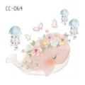 Cute watercolor whale temporary tattoo sticker for kids, lovely ocean animal design. - CC-064