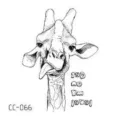 Cartoon giraffe temporary tattoo sticker for kids, black and white sketch body art design. - CC-066