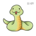 Cute cartoon green snake temporary tattoo sticker variant, perfect for kids fashion body art. - CC-071