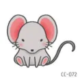 Cute cartoon mouse temporary tattoo sticker for kids, lovely animal design for hand back. - CC-072