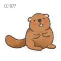 Cute cartoon beaver temporary tattoo sticker for kids, funny animal design for hand art. - CC-077