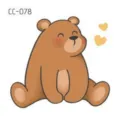 Cute cartoon brown bear temporary tattoo sticker, sweet heart design for kids body art. - CC-078