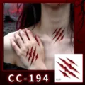 Halloween scar temporary tattoo sticker variant, waterproof horror makeup body art design. - CC-194 Halloween Scar