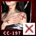 Halloween temporary tattoo sticker cross scar face body waterproof party horror makeup spooky - CC-197 Halloween Scar
