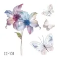 Adhesivo de tatuaje temporal floral impermeable, diseño de arte corporal de mariposa de acuarela. - CC-101