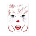 Halloween scary clown face temporary tattoo sticker set with bloody veins and fangs. - LC-973 / 210*150MM