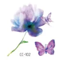 Pegatina de tatuaje temporal de mariposa flor acuarela violeta impermeable arte - CC-102