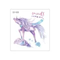Waterproof cute watercolor purple unicorn tattoo sticker sheet with feather and flower design. - Purple Unicorn (CD-025)