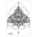 Adhesivo de tatuaje temporal mandala de loto impermeable, diseño negro intrincado SKU. - Mandala Lotus (AL-011) / 210*150MM
