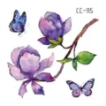 Watercolor butterfly purple flower temporary tattoo sticker waterproof body art decor - CC-115