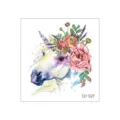Waterproof unicorn tattoo sticker, cute floral animal temporary tattoo for kids design. - Unicorn Head (CD-027)