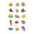 Foglio di tatuaggi temporanei impermeabili con simpatici animali marini e pesci tropicali. - EC-068 / 120*75mm