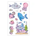 Cute cartoon ocean animals temporary tattoo sheet for kids featuring fun sea creatures designs. - EC-252