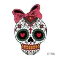 Adesivo per tatuaggio viso teschio di Halloween impermeabile, design festivo colorato. - CE-306 / 60*60mm