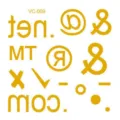 Metallic gold temporary tattoo sticker with letters and symbols, waterproof party art. - VC-009