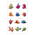 Foglio di adesivi per tatuaggi temporanei impermeabili per bambini con pesci tropicali. - EC-071 / 120*75mm