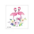 Waterproof temporary tattoo sticker with cute watercolor flamingo and floral design for kids. - Double Flamingo (CD-008)