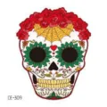 Adesivo per tatuaggio temporaneo impermeabile viso teschio Halloween per festa bambini. - CE-309 / 60*60mm