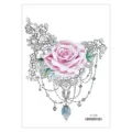 Waterproof chest tattoo sticker featuring a pink rose and elegant lace hanging chain design. - Rose Lace (AL-025) / 210*150MM