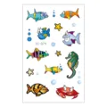 Foglio di tatuaggio temporaneo per bambini con simpatici pesci tropicali e granchi. - EC-074 / 120*75mm