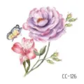 Watercolor floral temporary tattoo sticker with butterfly design, waterproof body art for skin. - CC-126