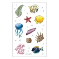 Adesivi per tatuaggi temporanei per bambini impermeabili con pesci tropicali marini colorati. - EC-075 / 120*75mm